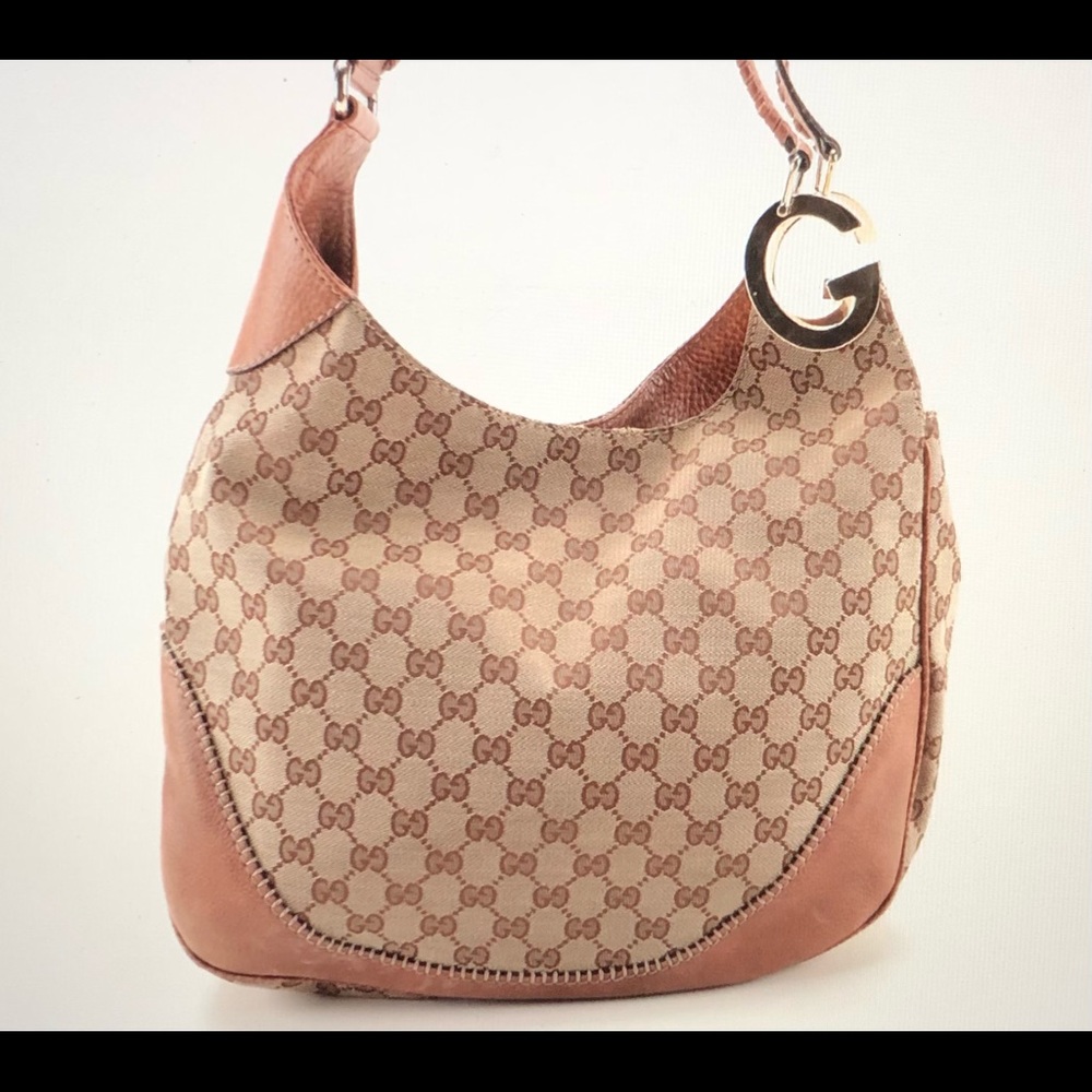 Item #0356 Gucci Charlotte GG Canvas & Leather Hobo Bag Made in Italy - Picture 2 of 7